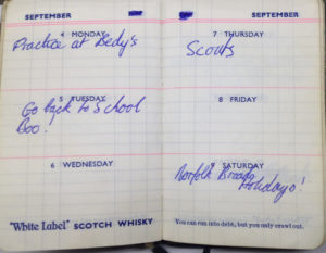 Page of 1972 diary